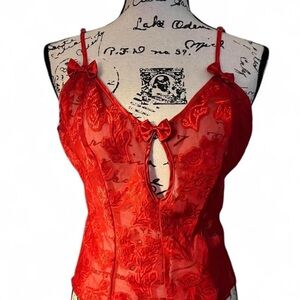 Frederick's of Hollywood Red Lace Top
